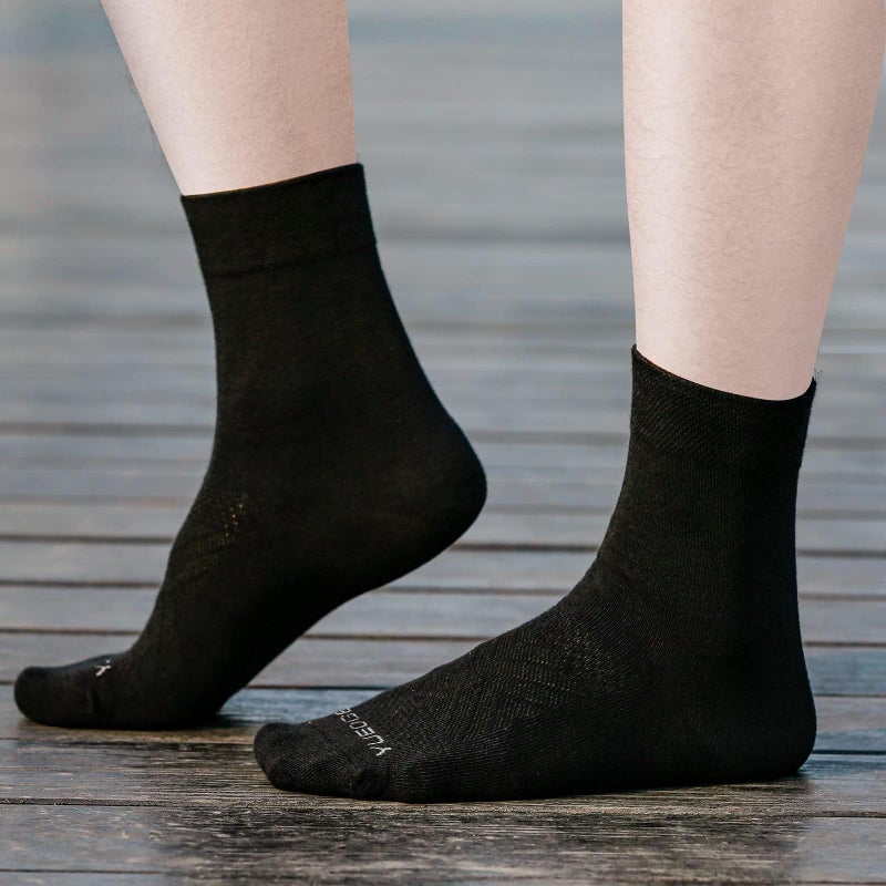 YUEDGE Basic Womens Socks Dress Socks Breathable Black Cotton Thin Crew Socks For Women, Size 6-9, 5 Pairs/Pack - Image 3